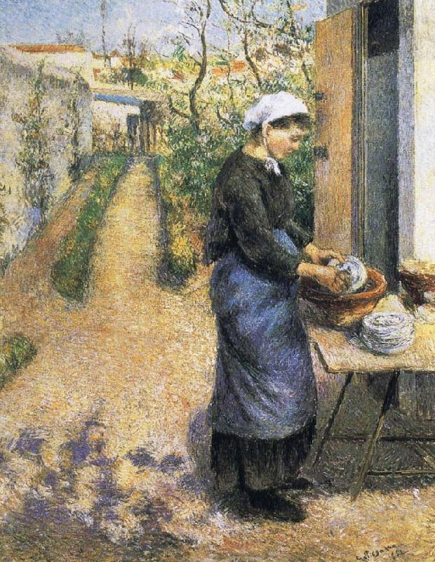 Camille Pissarro Dish washing woman France oil painting art